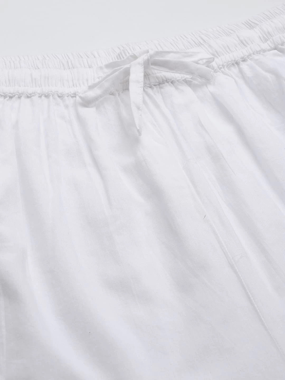 Ada Hand Embroidered White Cotton Lucknowi Chikankari Pant A711164