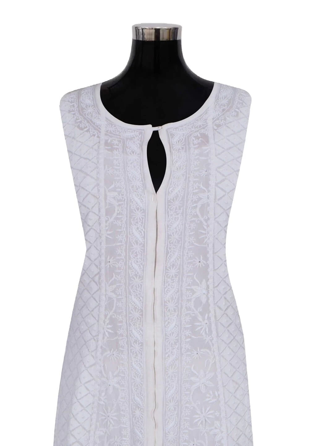 Ada Hand Embroidered Off White Pure Georgette Lucknowi Chikankari Semi-Stitched Anarkali Kurta Dupatta Set A484753