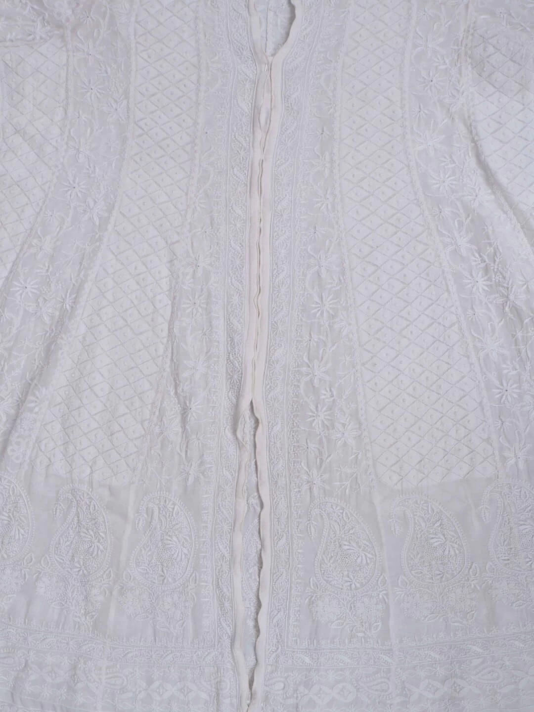 Ada Hand Embroidered Off White Pure Georgette Lucknowi Chikankari Semi-Stitched Anarkali Kurta Dupatta Set A484753