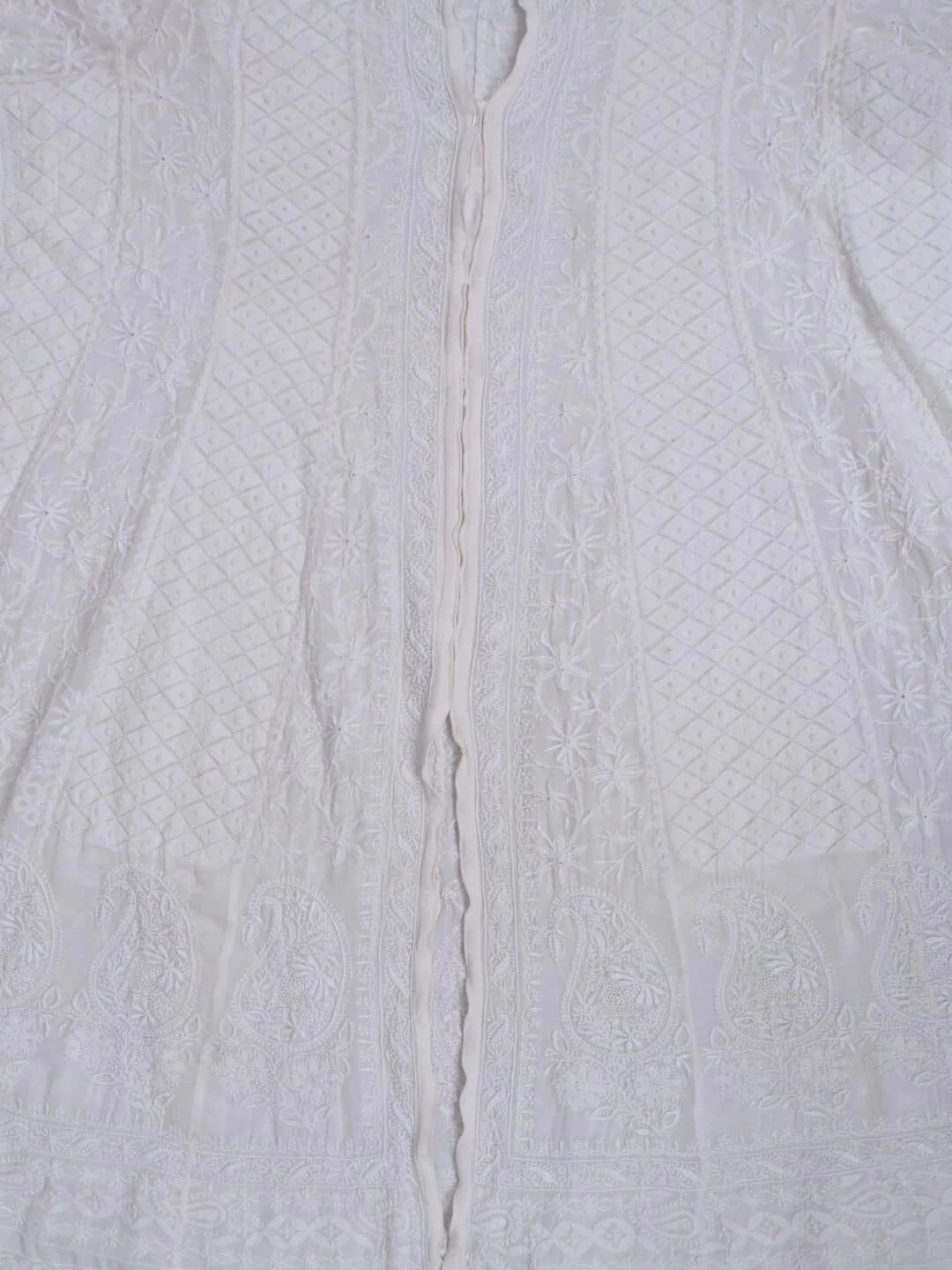 Ada Hand Embroidered Off White Pure Georgette Lucknowi Chikankari Semi-Stitched Anarkali Kurta Dupatta Set A484753