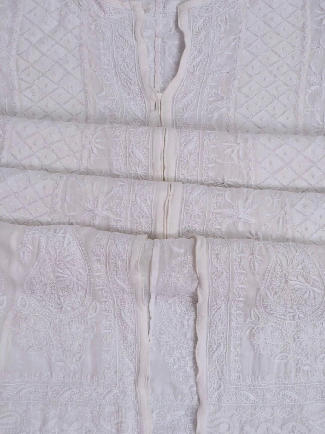 Ada Hand Embroidered Off White Pure Georgette Lucknowi Chikankari Semi-Stitched Anarkali Kurta Dupatta Set A484753