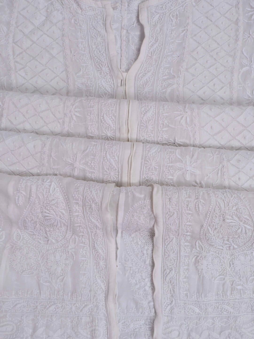 Ada Hand Embroidered Off White Pure Georgette Lucknowi Chikankari Semi-Stitched Anarkali Kurta Dupatta Set A484753