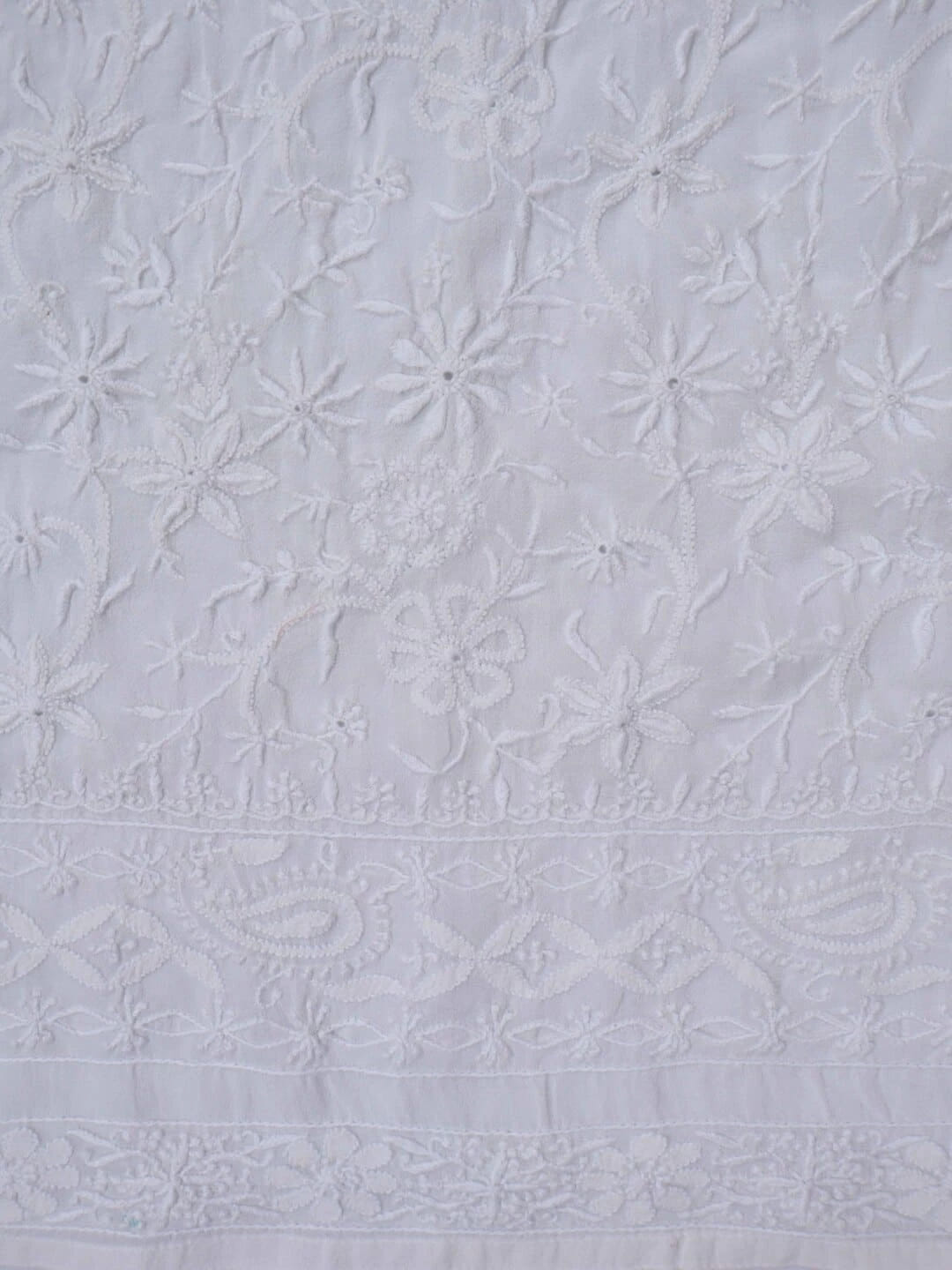Ada Hand Embroidered Off White Pure Georgette Lucknowi Chikankari Semi-Stitched Anarkali Kurta Dupatta Set A484753