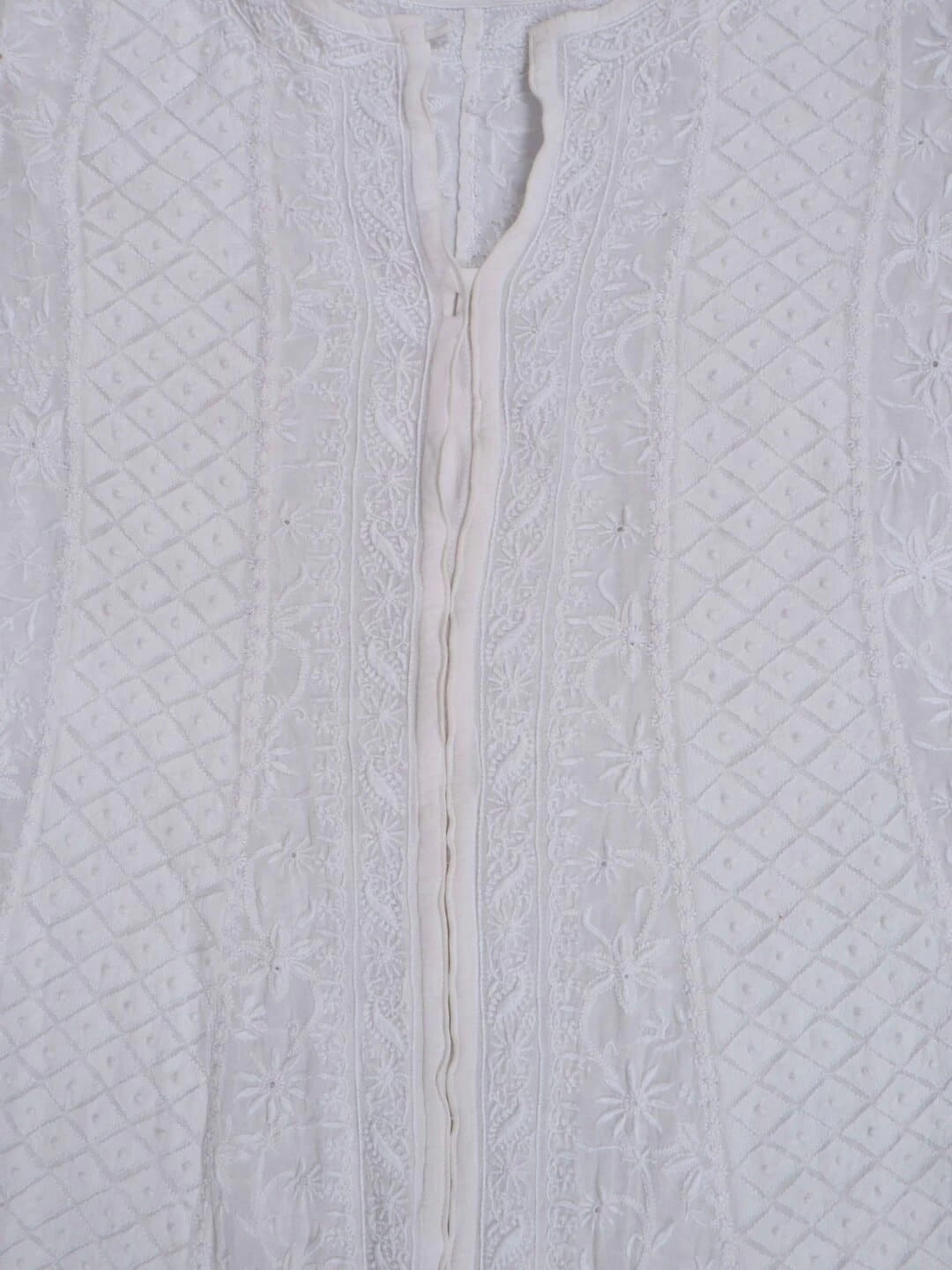Ada Hand Embroidered Off White Pure Georgette Lucknowi Chikankari Semi-Stitched Anarkali Kurta Dupatta Set A484753