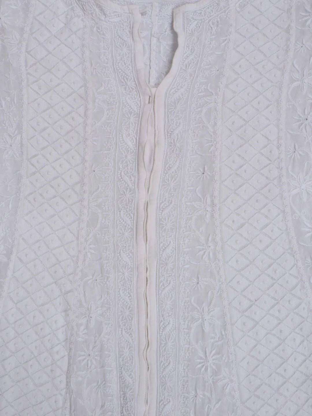 Ada Hand Embroidered Off White Pure Georgette Lucknowi Chikankari Semi-Stitched Anarkali Kurta Dupatta Set A484753