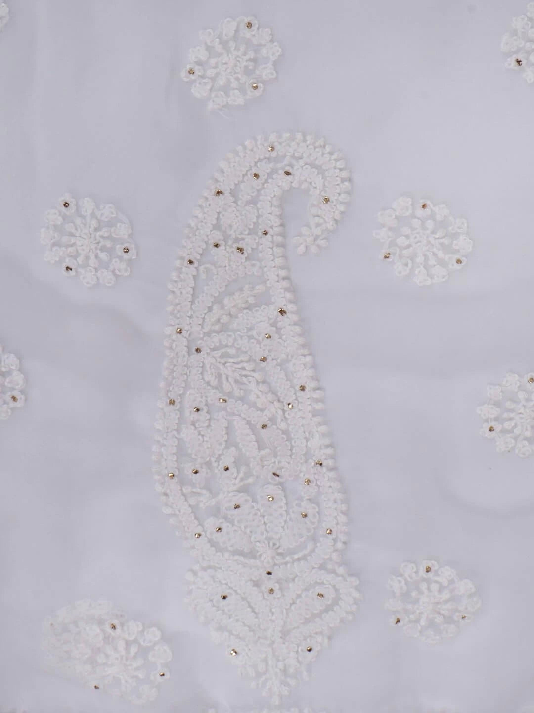 Ada Hand Embroidered White Georgette Lucknowi Chikankari Saree/Blouse With Muqaish Work 01A93955