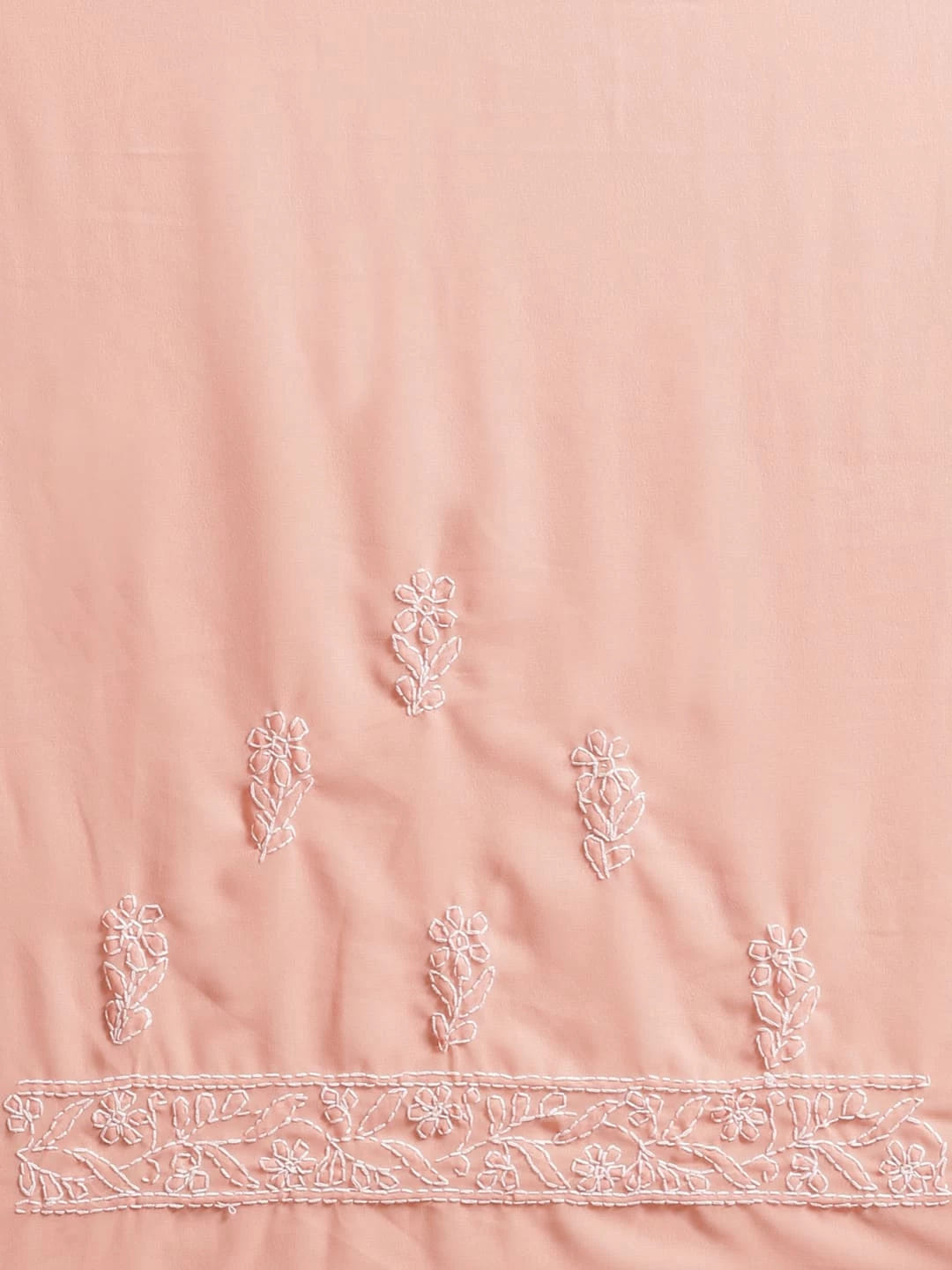 Ada Hand Embroidered Peach Georgette Lucknowi Chikankari Saree With Blouse A191789