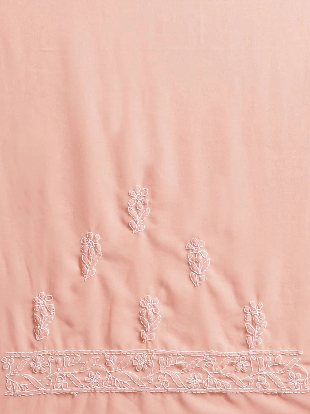 Ada Hand Embroidered Peach Georgette Lucknowi Chikankari Saree With Blouse A191789