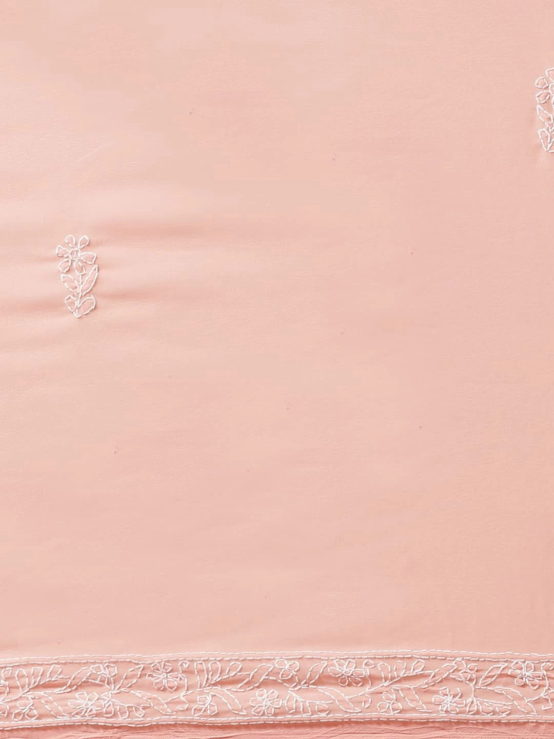 Ada Hand Embroidered Peach Georgette Lucknowi Chikankari Saree With Blouse A191789