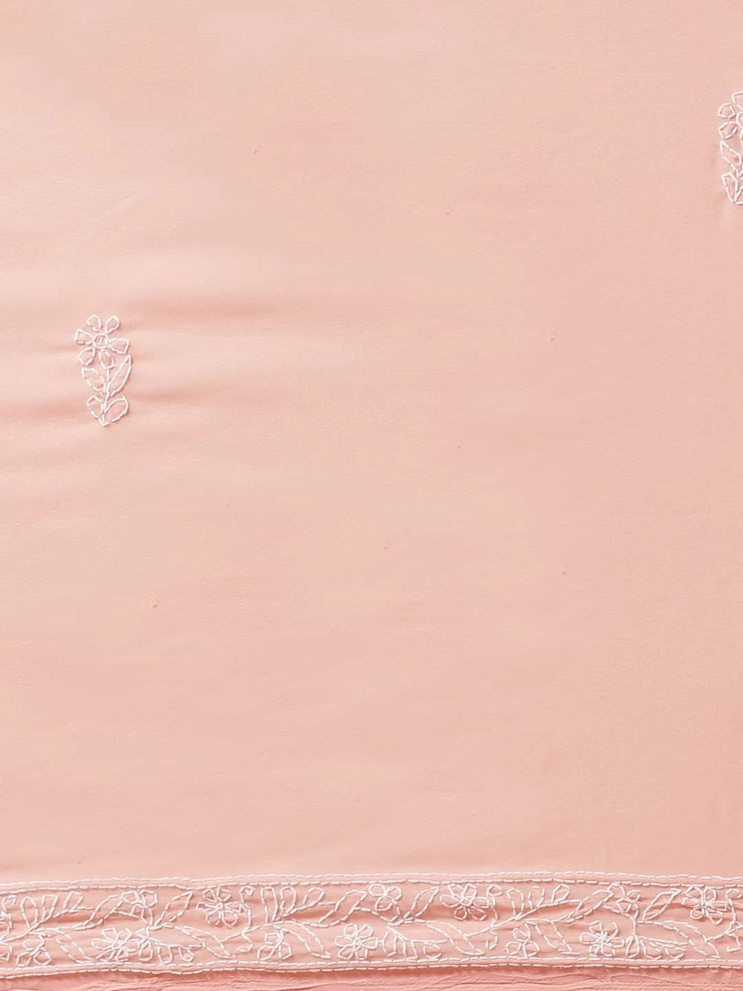 Ada Hand Embroidered Peach Georgette Lucknowi Chikankari Saree With Blouse A191789