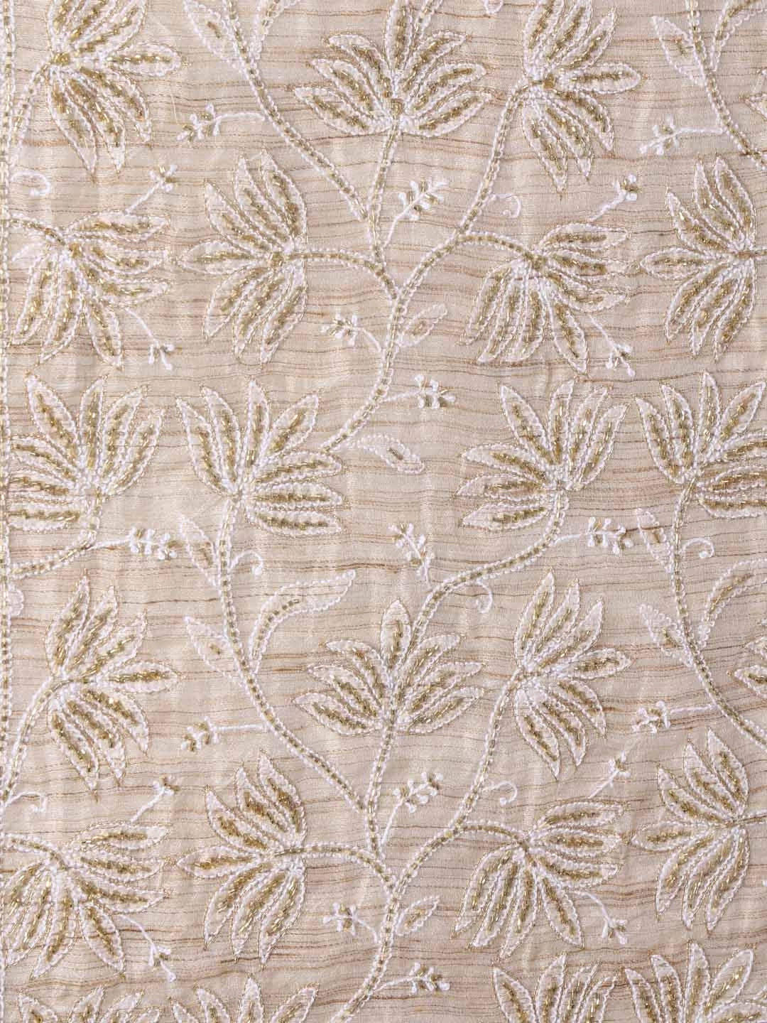 Ada Hand Embroidered Fawn Khadi Lucknowi Chikankari Unstitched Kurta Dupatta Set With Cutdana Work 01A362189