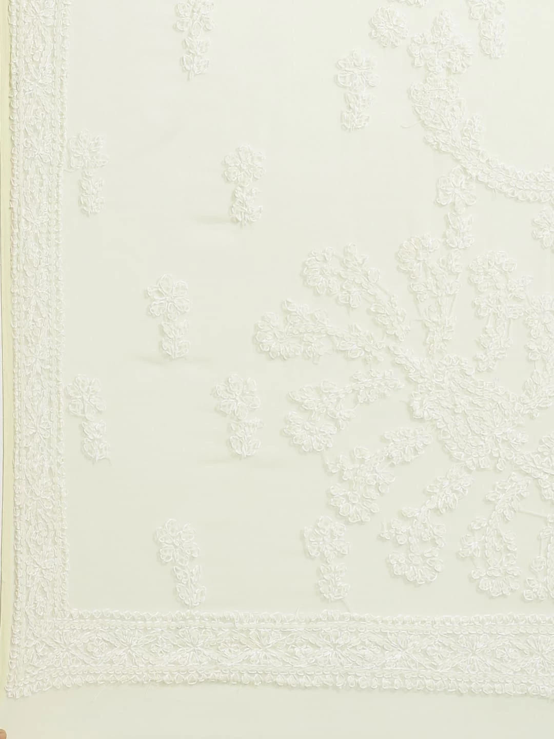 Ada Hand Embroidered Lemon Georgette Lucknowi Chikankari Saree With Blouse A311135