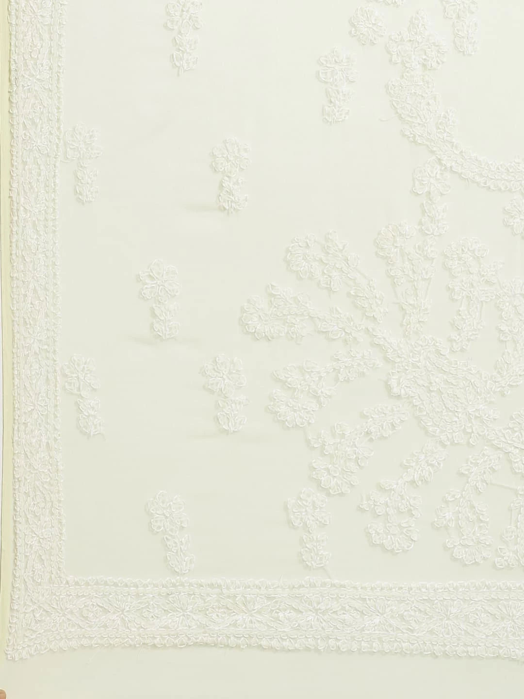 Ada Hand Embroidered Lemon Georgette Lucknowi Chikankari Saree With Blouse A311135