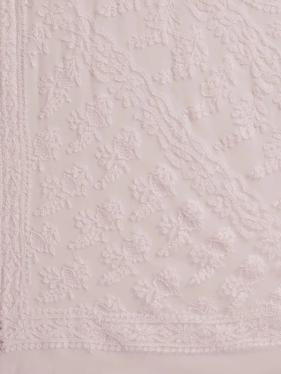 Ada Hand Embroidered Pink Georgette Lucknow Chikankari Saree With Blouse A204502