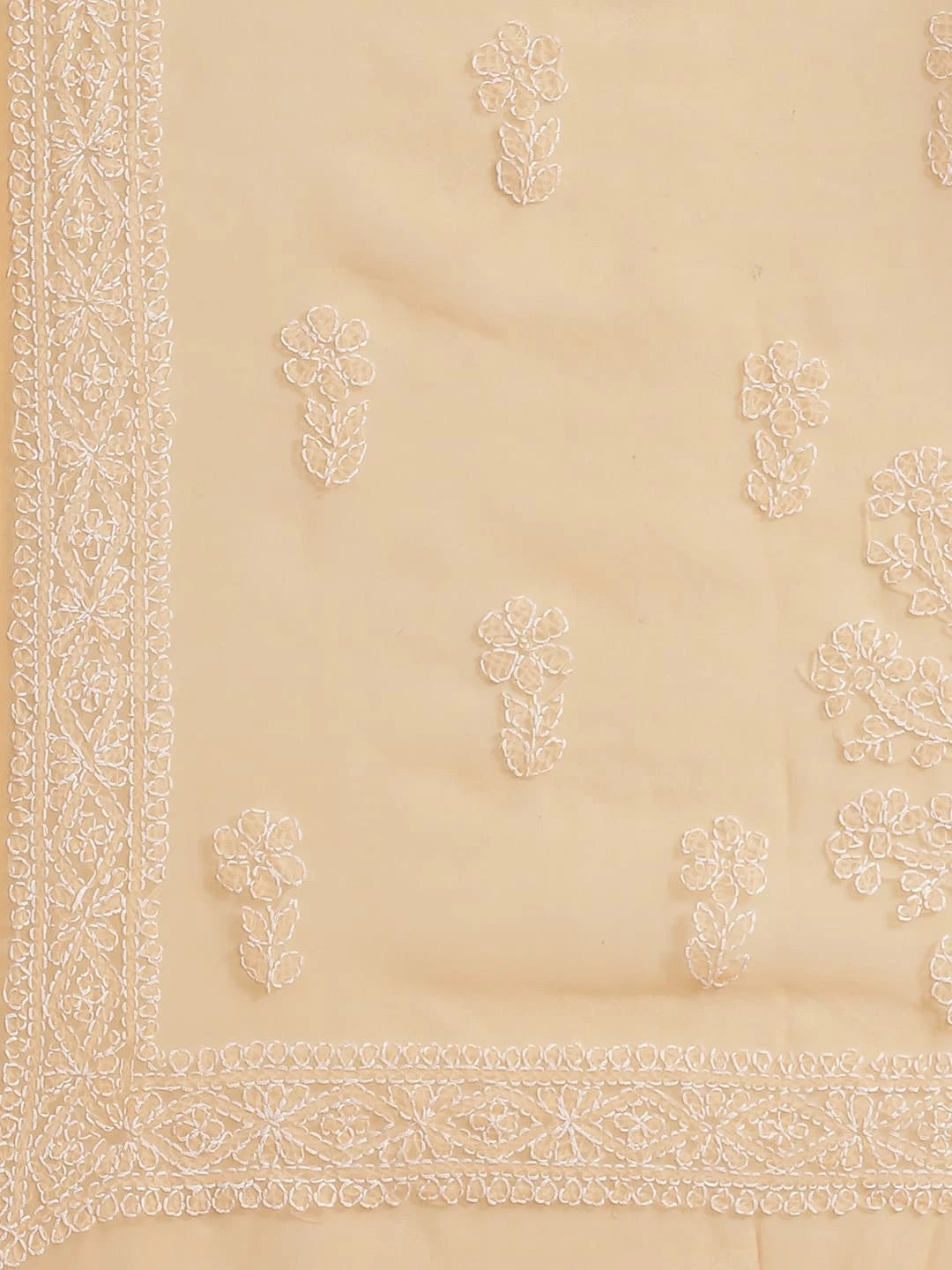 Ada Hand Embroidered Peach Georgette Lucknow Chikankari Saree With Blouse A130213