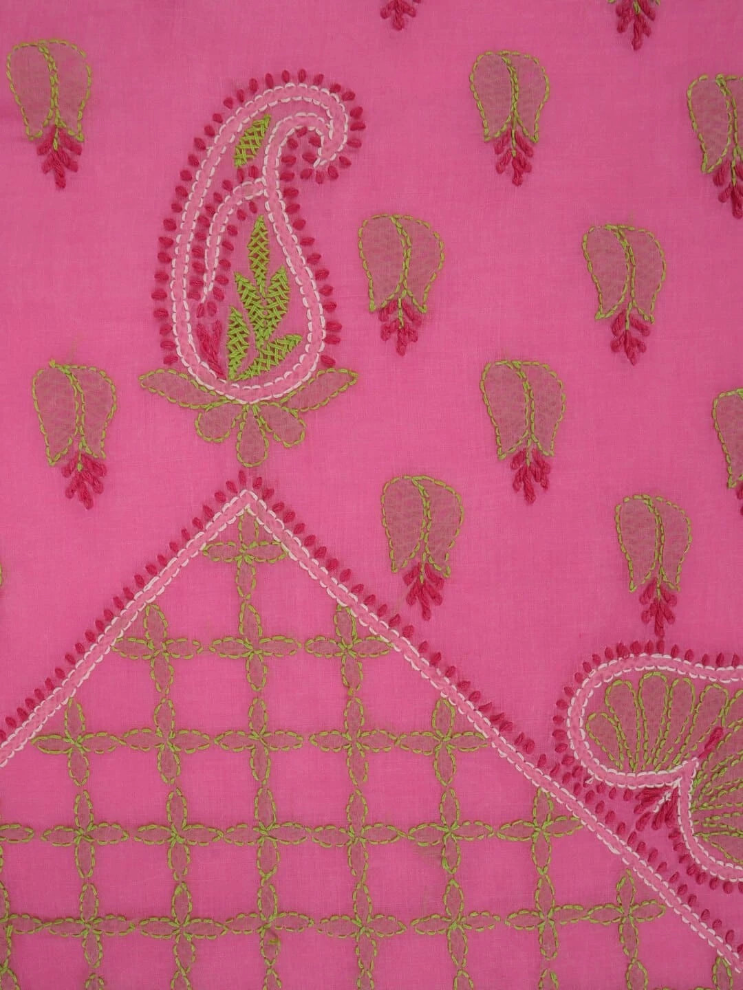 Ada Hand Embroidered Pink Cotton Lucknowi Chikankari Saree With Blouse A160534