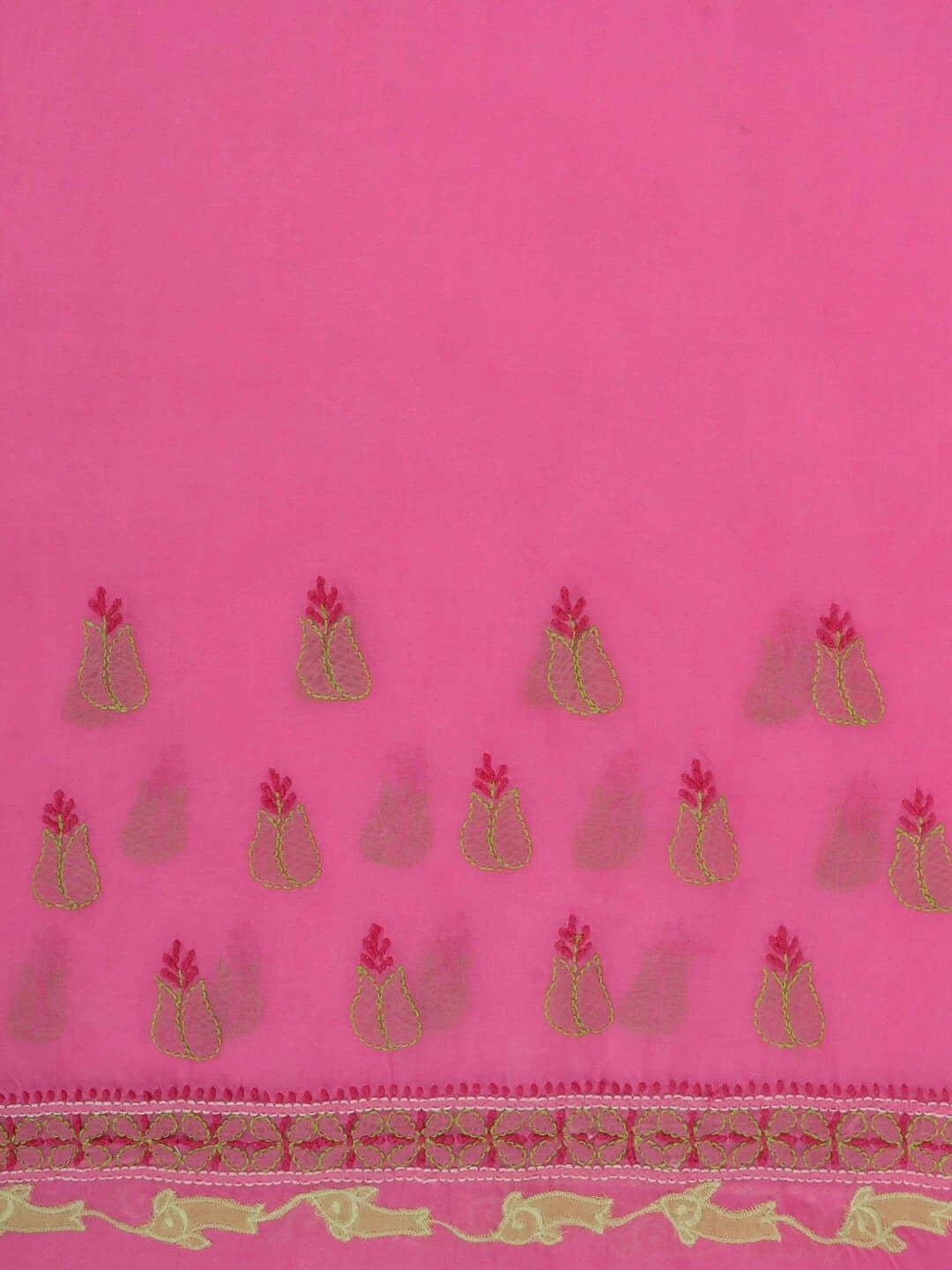 Ada Hand Embroidered Pink Cotton Lucknowi Chikankari Saree With Blouse A160534