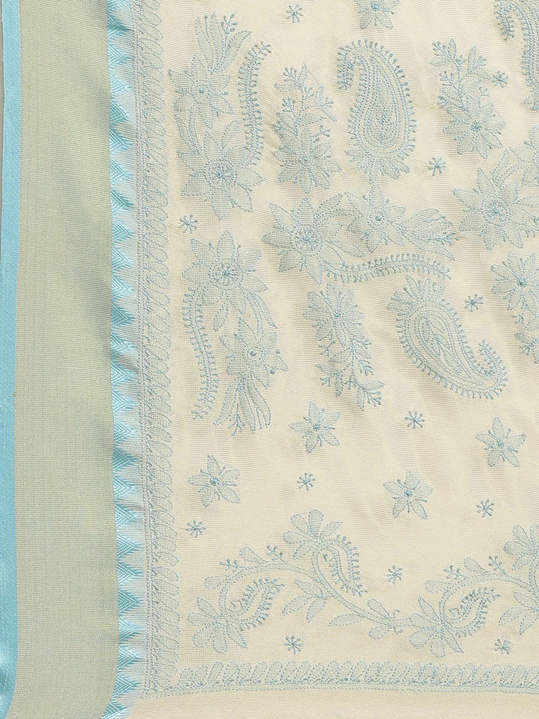 Ada Hand Embroidered Fawn Kota Lucknow Chikankari Saree With Blouse A311262