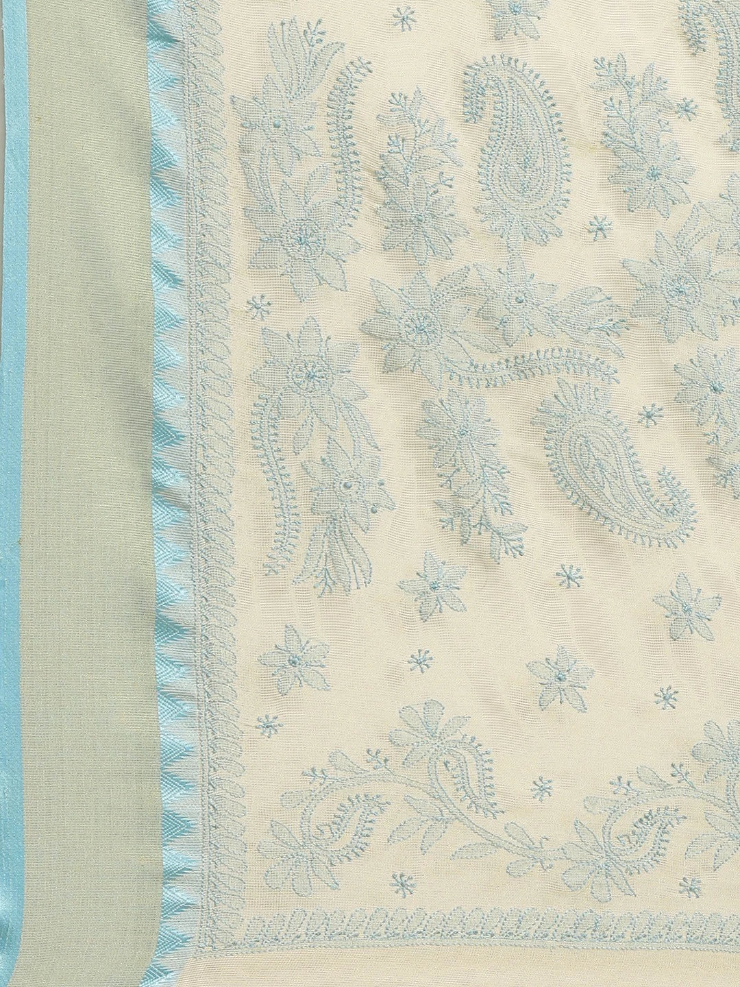 Ada Hand Embroidered Fawn Kota Lucknow Chikankari Saree With Blouse A311262
