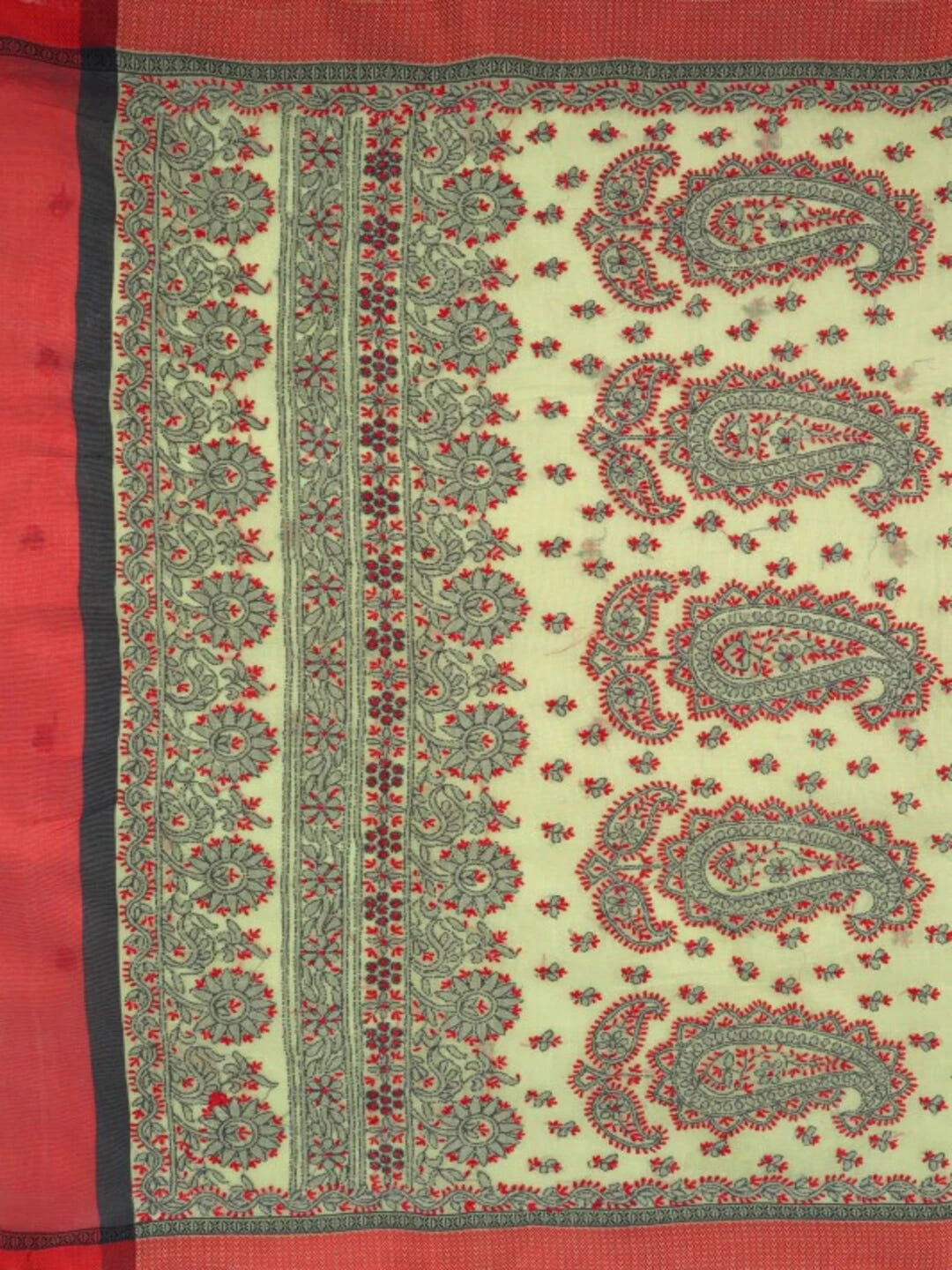 Ada Hand Embroidered Lime Green Kota Lucknowi Chikankari Saree With Blouse 01A79183