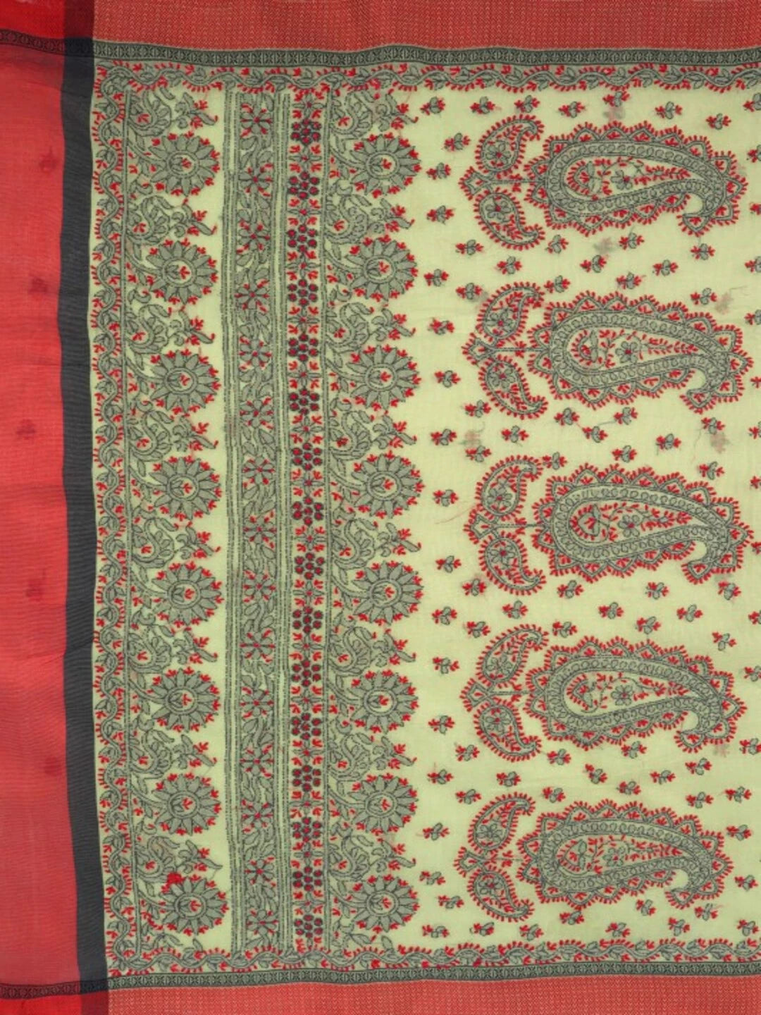 Ada Hand Embroidered Lime Green Kota Lucknowi Chikankari Saree With Blouse 01A79183