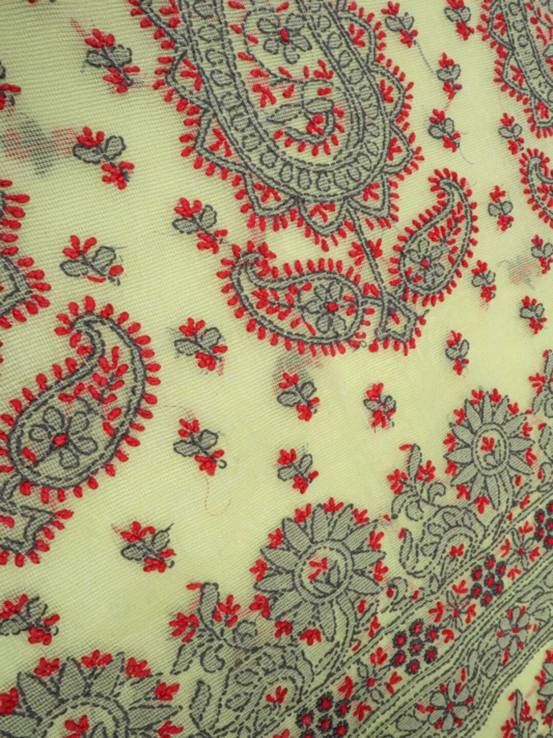 Ada Hand Embroidered Lime Green Kota Lucknowi Chikankari Saree With Blouse 01A79183