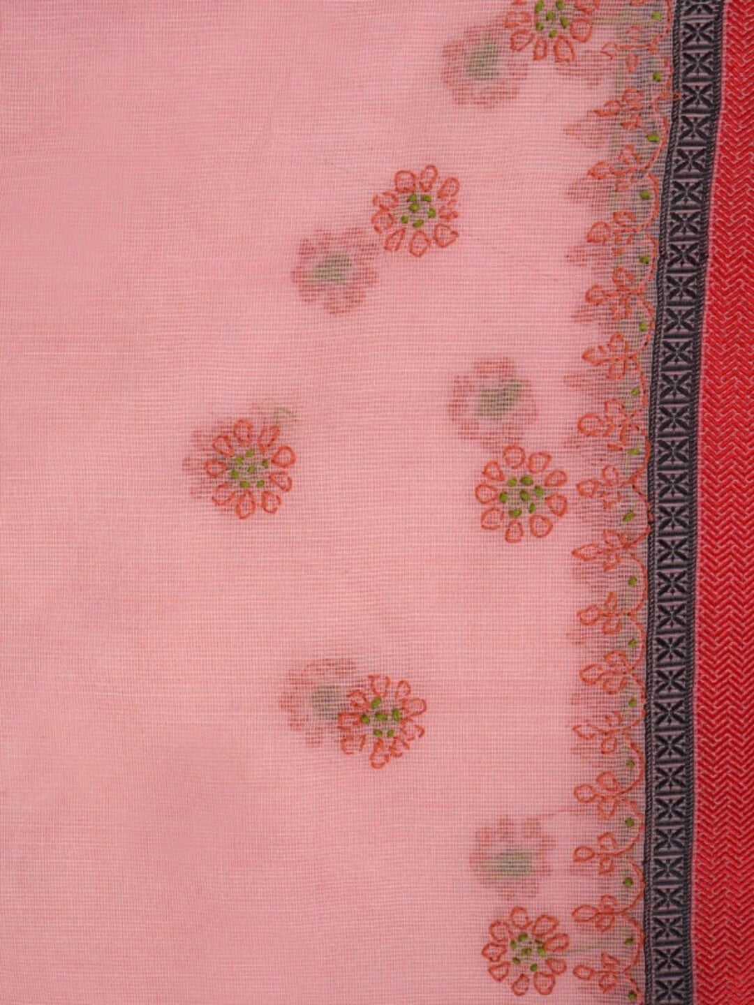 Ada Hand Embroidered Peach Kota Lucknowi Chikankari Saree With Blouse 01A127148