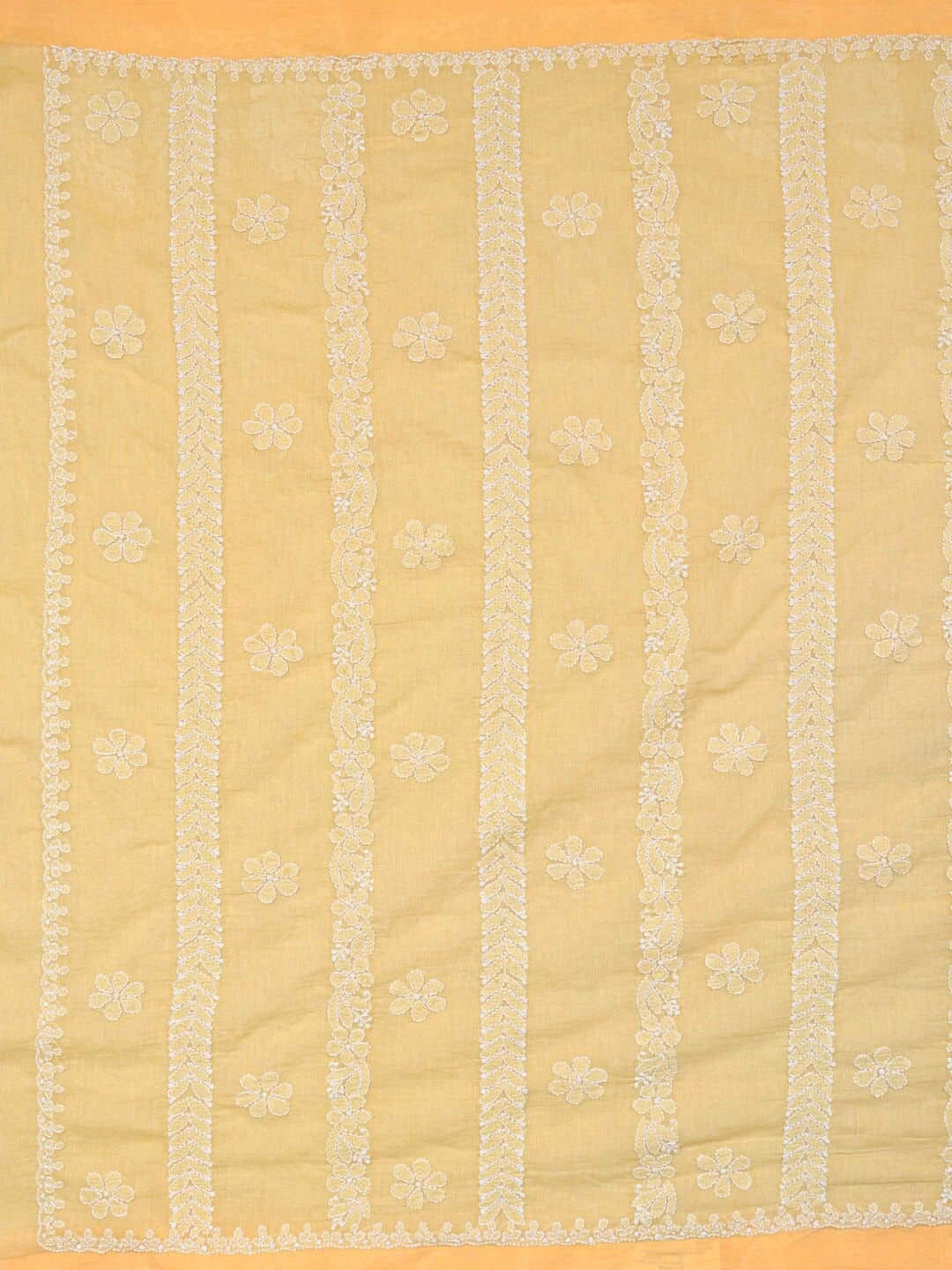 Ada Hand Embroidered Yellow Chanderi Lucknowi Chikankari Saree With Blouse 01A190986