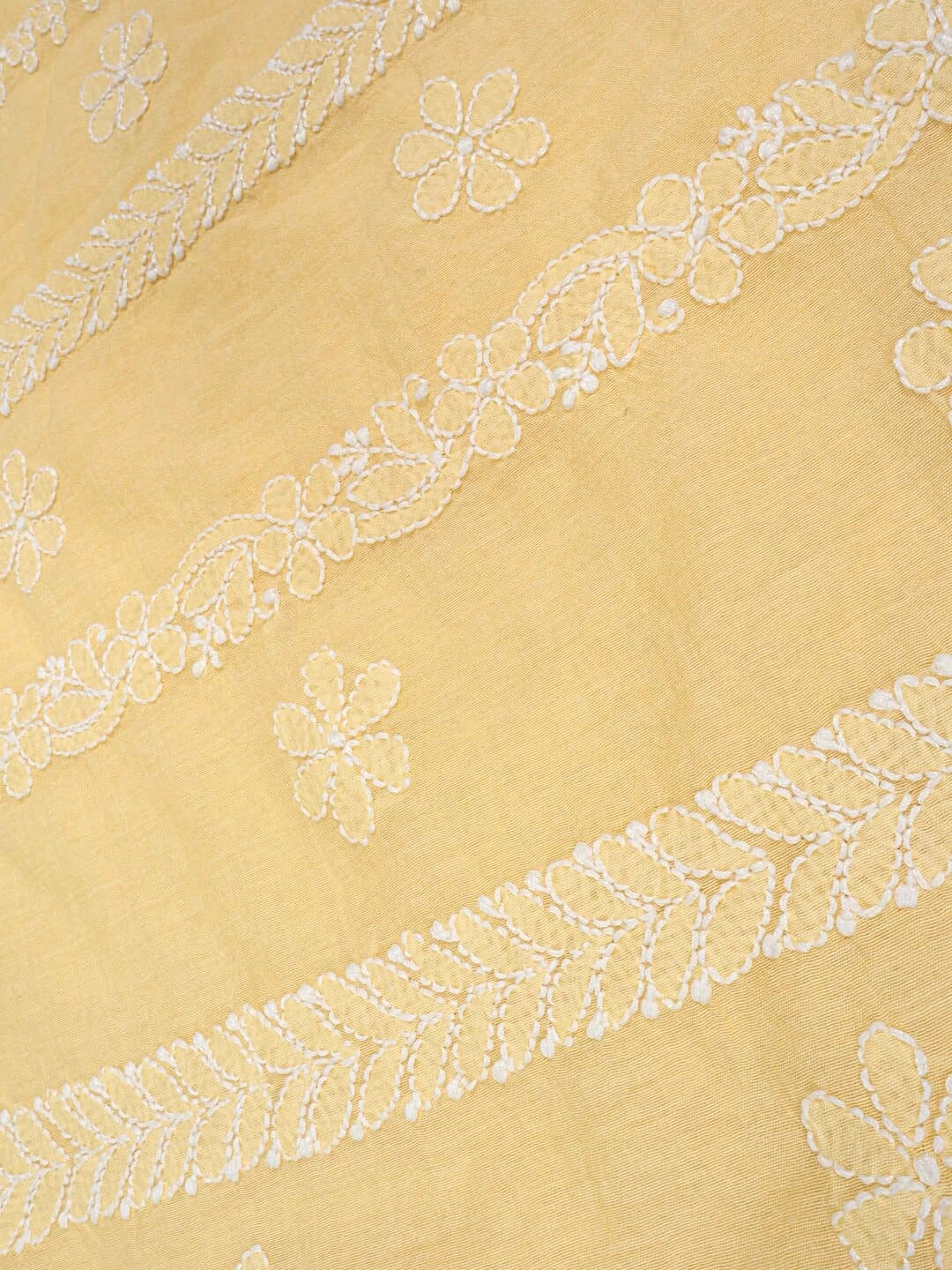 Ada Hand Embroidered Yellow Chanderi Lucknowi Chikankari Saree With Blouse 01A190986