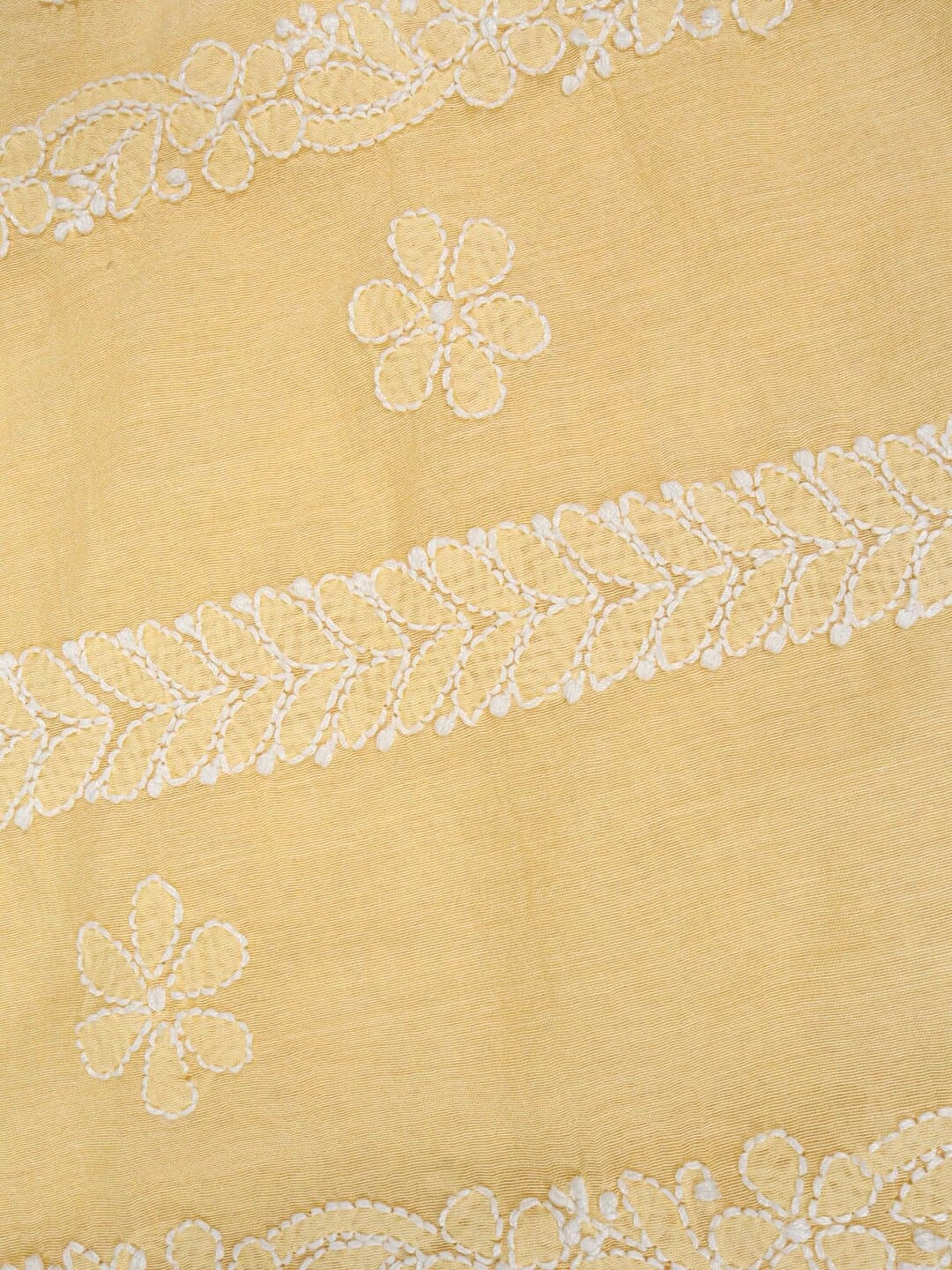 Ada Hand Embroidered Yellow Chanderi Lucknowi Chikankari Saree With Blouse 01A190986