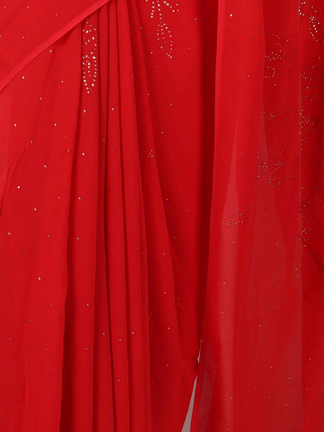 Ada Hand Embroidered Red Georgette Lucknowi Chikankari Saree/Blouse With Muqaish Work A613027