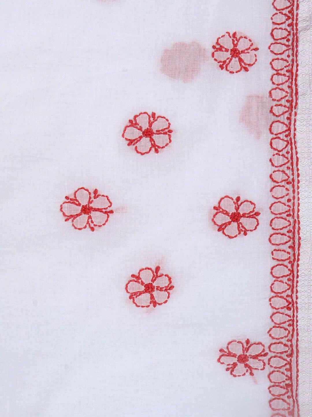 Ada Hand Embroidered White Cotton Lucknowi Chikankari Saree With Blouse 01A240093