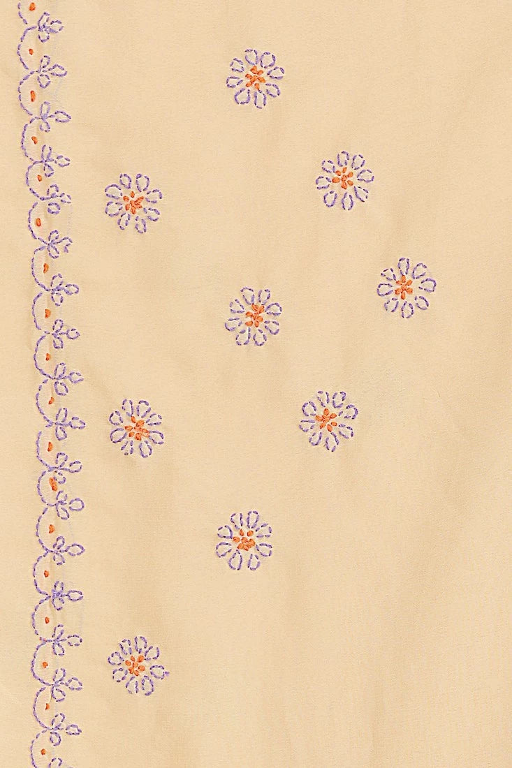 Ada Hand Embroidered Fawn Georgette Lucknowi Chikankari Saree With Blouse A458822