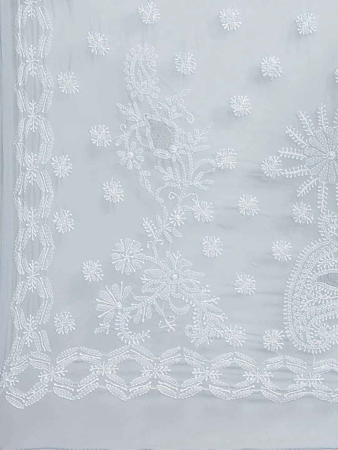 Ada Hand Embroidered Grey Georgette Lucknowi Chikankari Saree With Blouse A219501