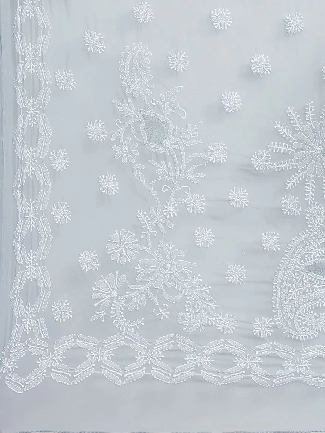 Ada Hand Embroidered Grey Georgette Lucknowi Chikankari Saree With Blouse A219501