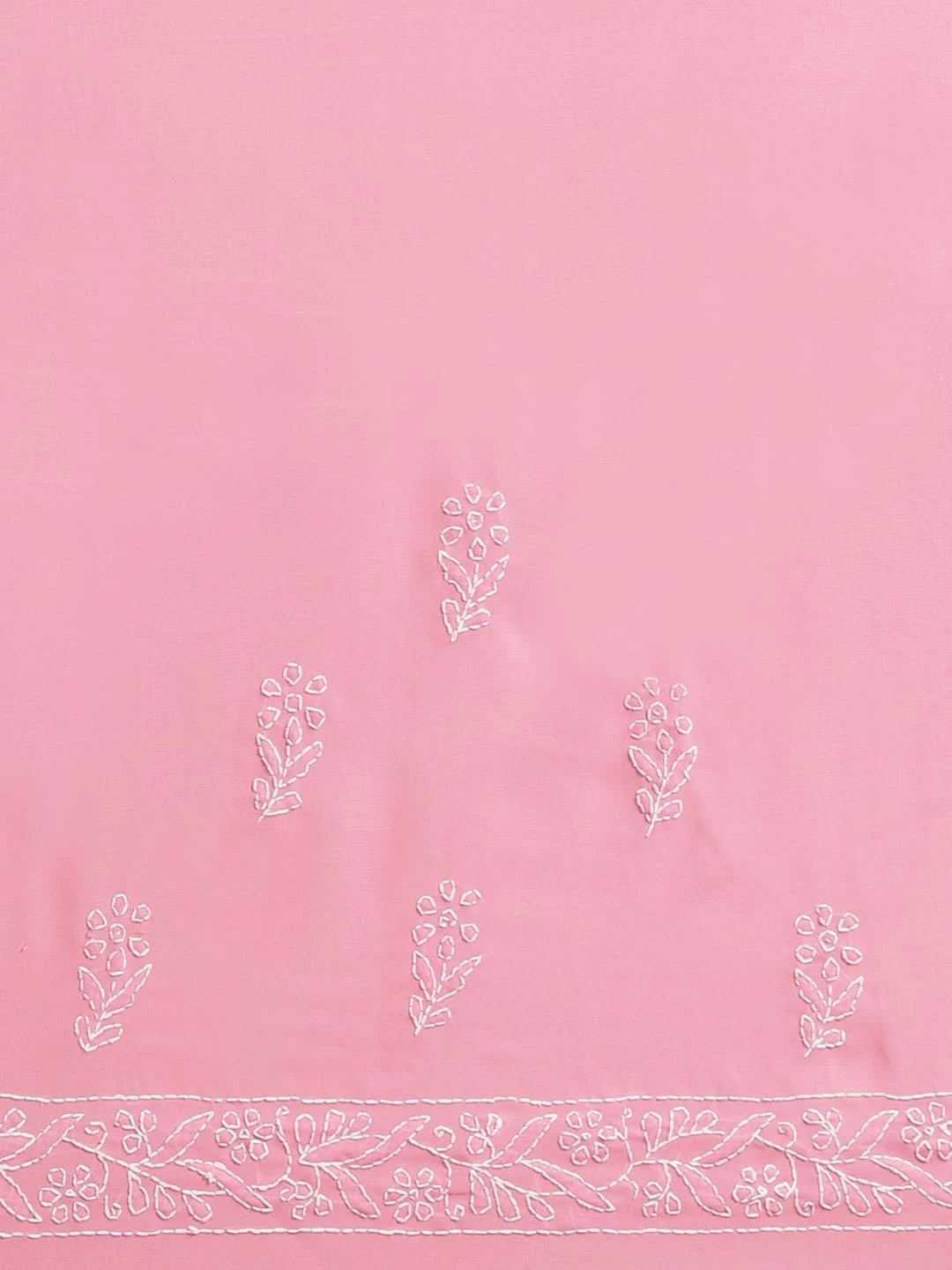 Ada Hand Embroidered Onion Pink Georgette Lucknowi Chikankari Saree With Blouse A204361