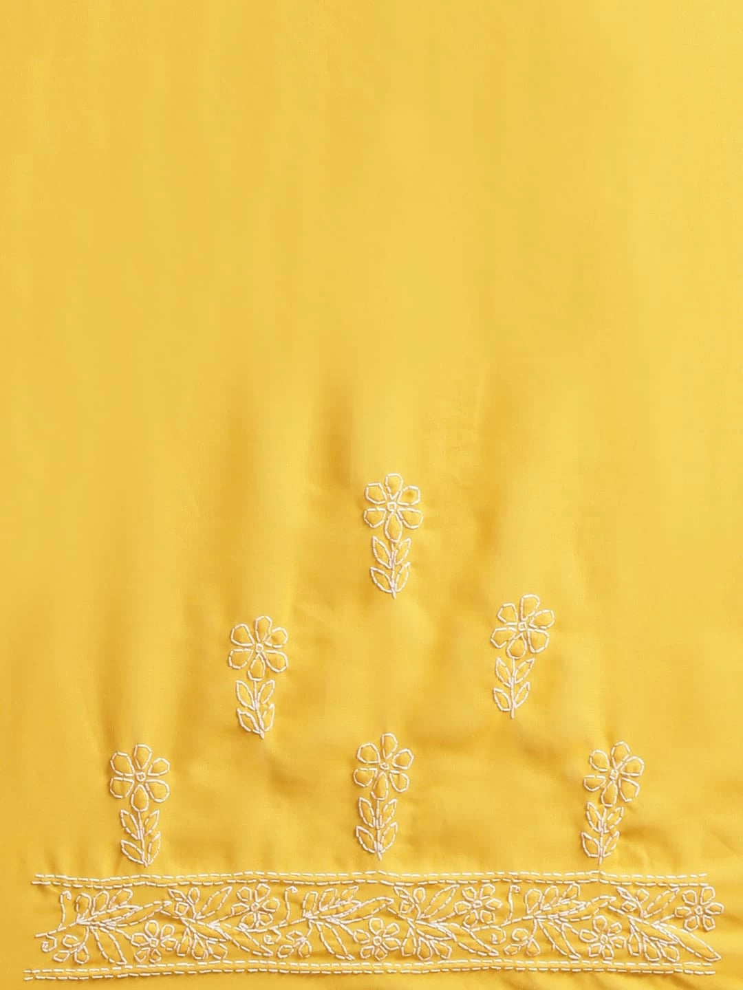 Ada Hand Embroidered Yellow Georgette Lucknowi Chikankari Saree With Blouse A183244