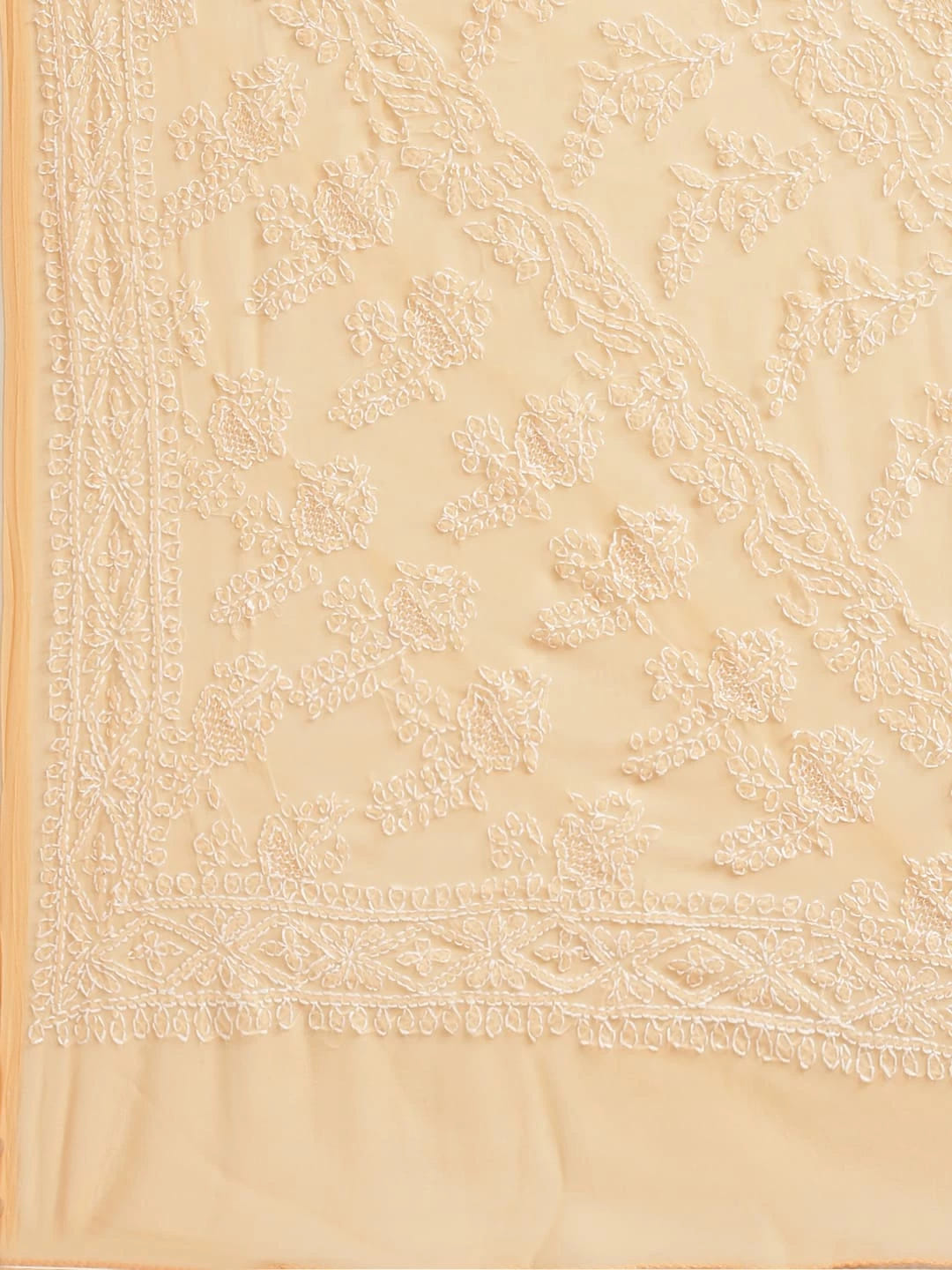 Ada Hand Embroidered Peach Georgette Lucknowi Chikankari Saree With Blouse A188942