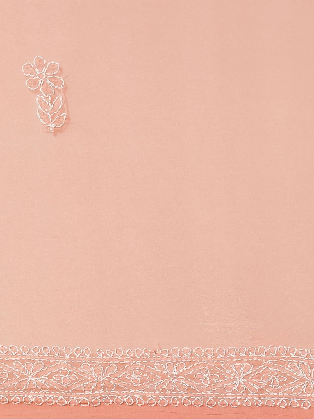 Ada Hand Embroidered Peach Georgette Lucknowi Chikankari Saree With Blouse A311136