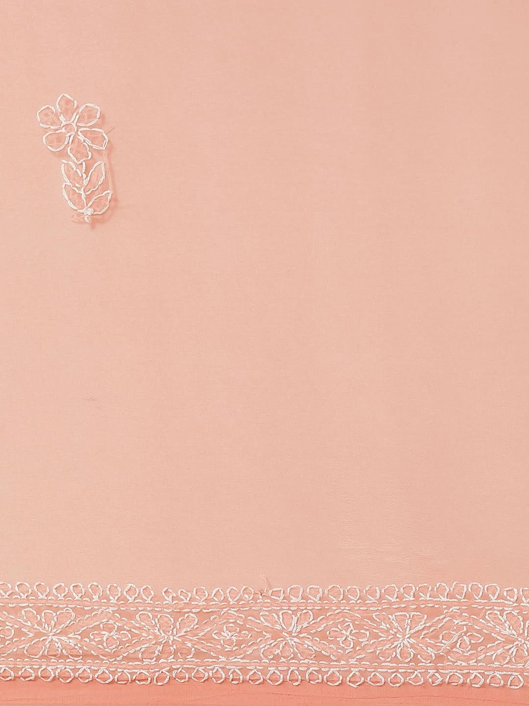 Ada Hand Embroidered Peach Georgette Lucknowi Chikankari Saree With Blouse A311136