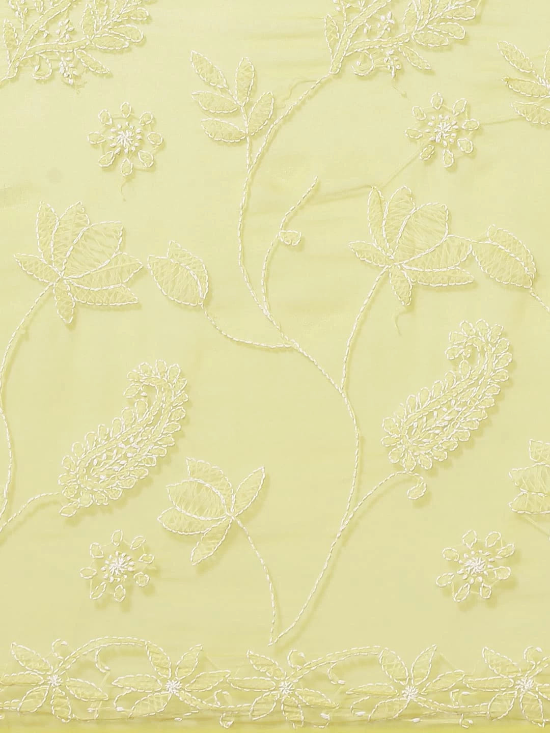 Ada Hand Embroidered Lime Green Georgette Lucknowi Chikankari Saree With Blouse A452091
