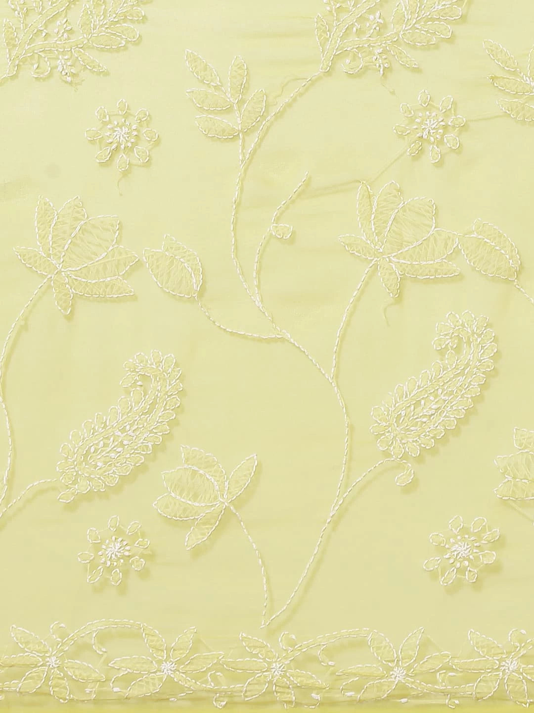 Ada Hand Embroidered Lime Green Georgette Lucknowi Chikankari Saree With Blouse A452091