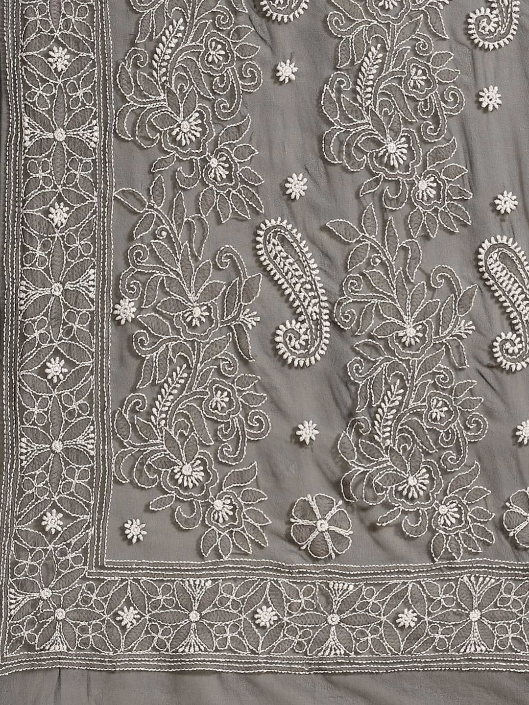 Ada Hand Embroidered Black Georgette Lucknowi Chikankari Saree With Blouse A311293
