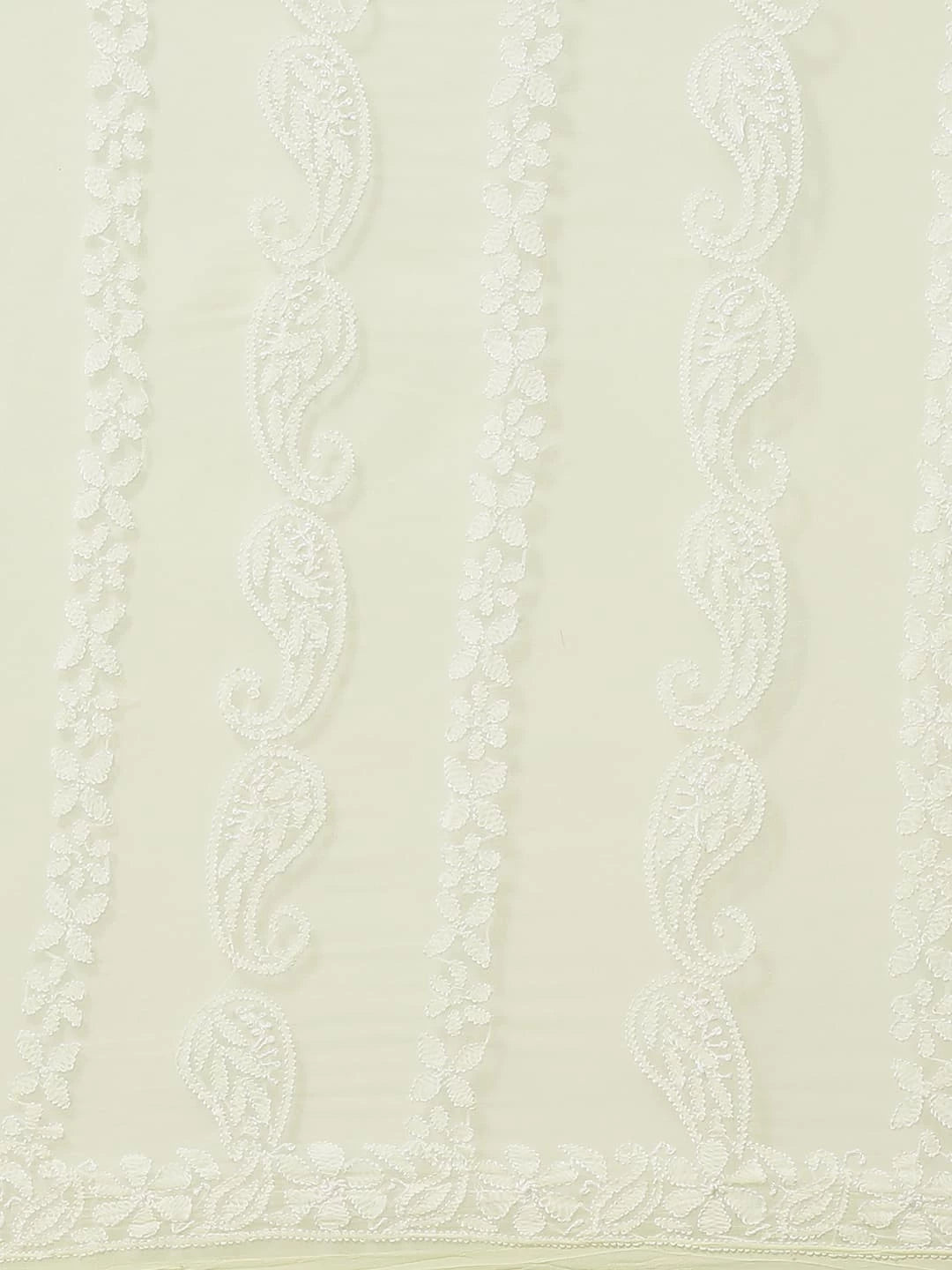 Ada Hand Embroidered Lemon Georgette Lucknowi Chikankari Saree With Blouse A311234