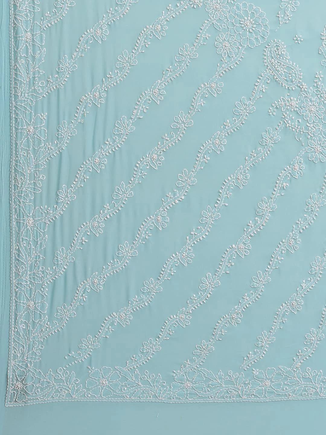 Ada Hand Embroidered Blue Georgette Lucknow Chikankari Saree With Blouse A130232