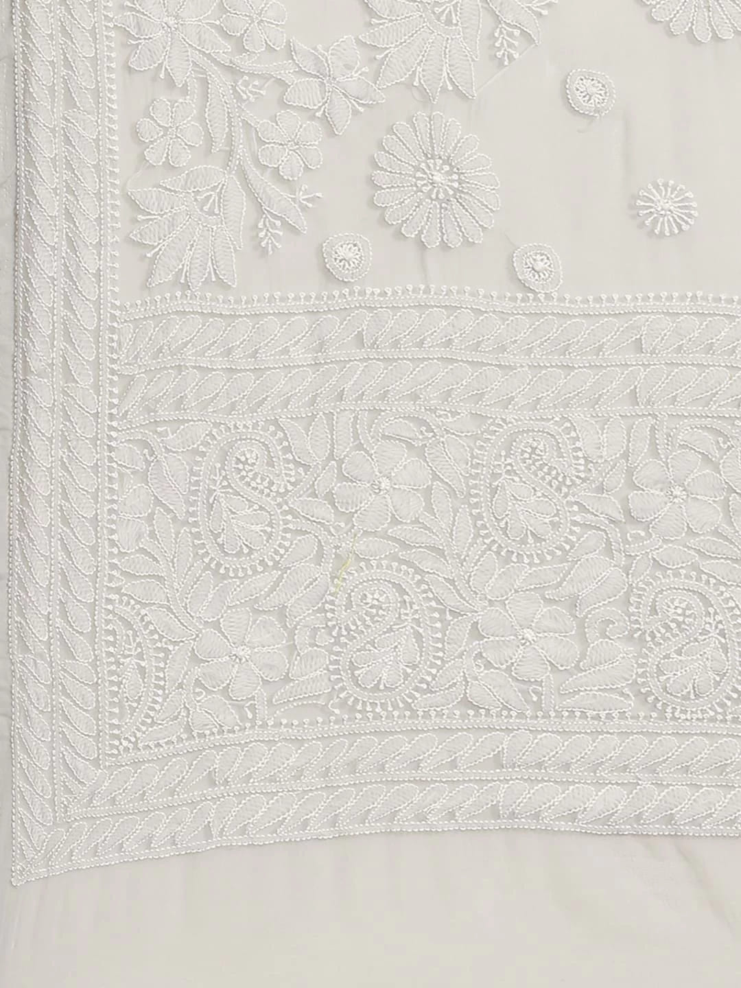 Ada Hand Embroidered Grey Georgette Lucknow Chikankari Saree With Blouse A311274