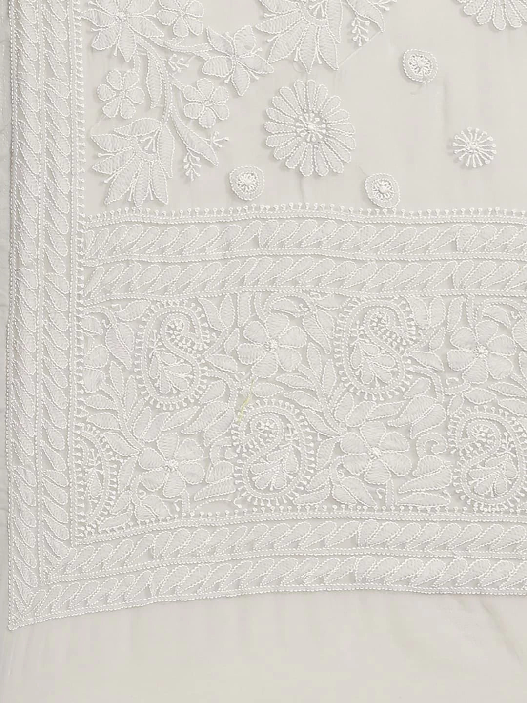 Ada Hand Embroidered Grey Georgette Lucknow Chikankari Saree With Blouse A311274