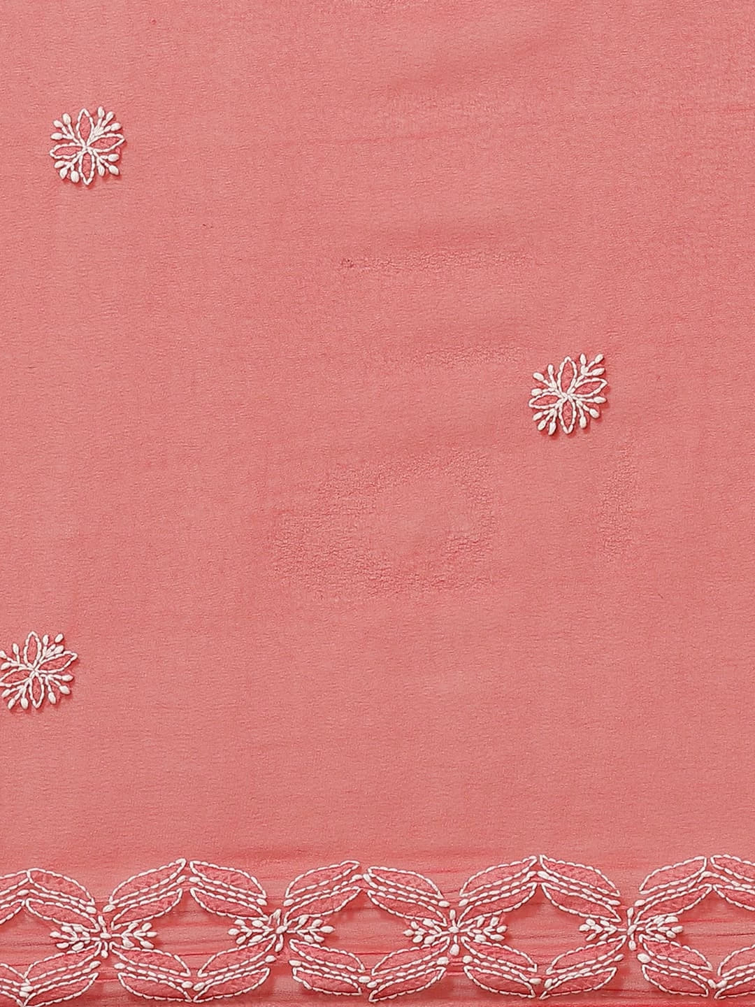 Ada Hand Embroidered Red Georgette Lucknowi Chikankari Saree With Blouse A130145