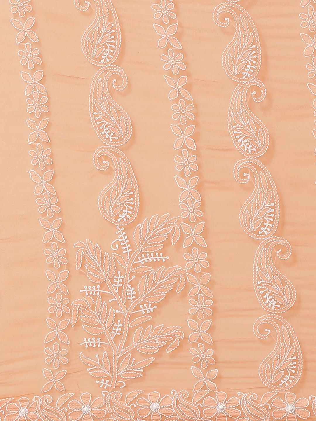 Ada Hand Embroidered Orange Georgette Lucknow Chikankari Saree With Blouse A311300