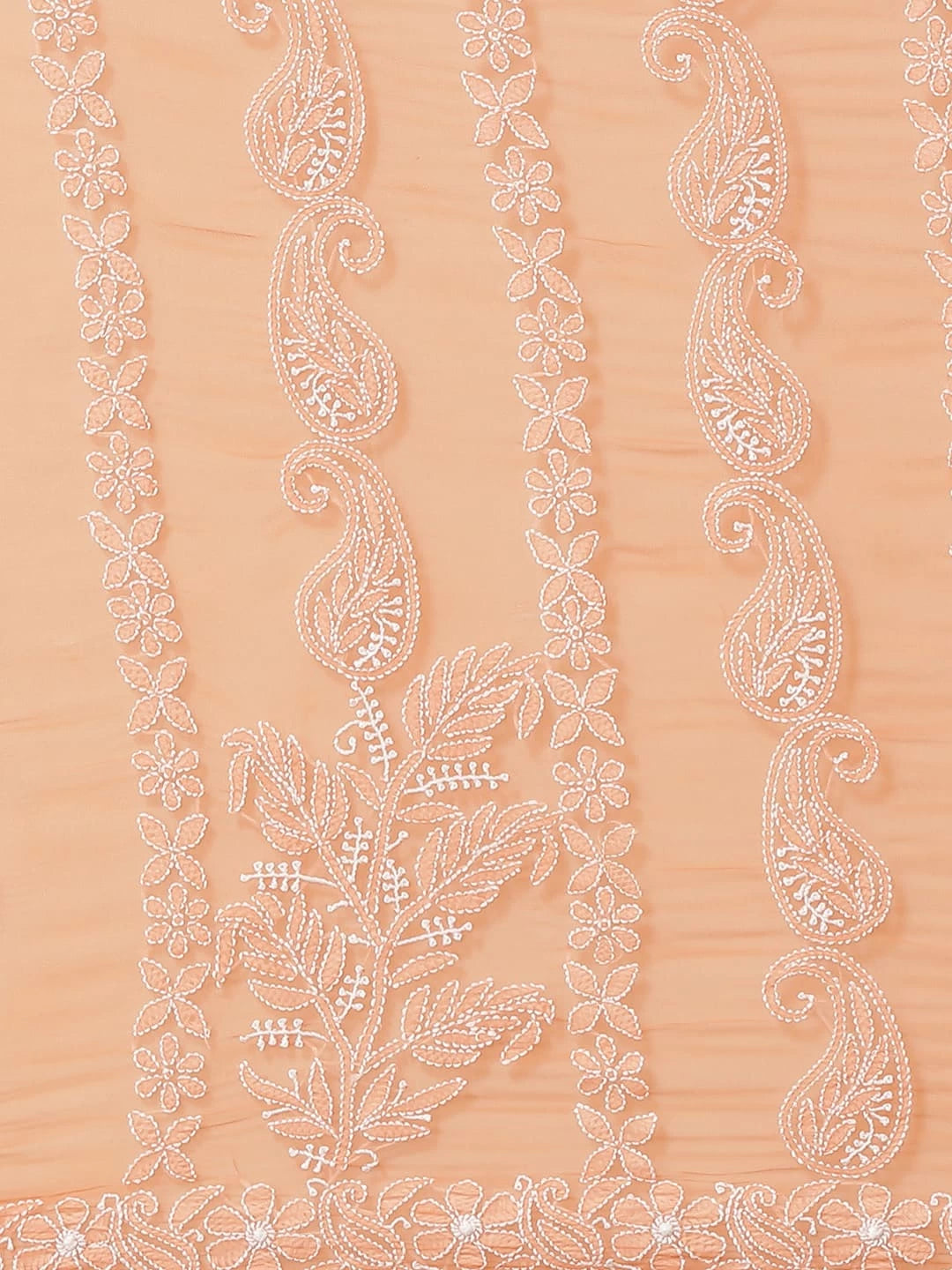 Ada Hand Embroidered Orange Georgette Lucknow Chikankari Saree With Blouse A311300